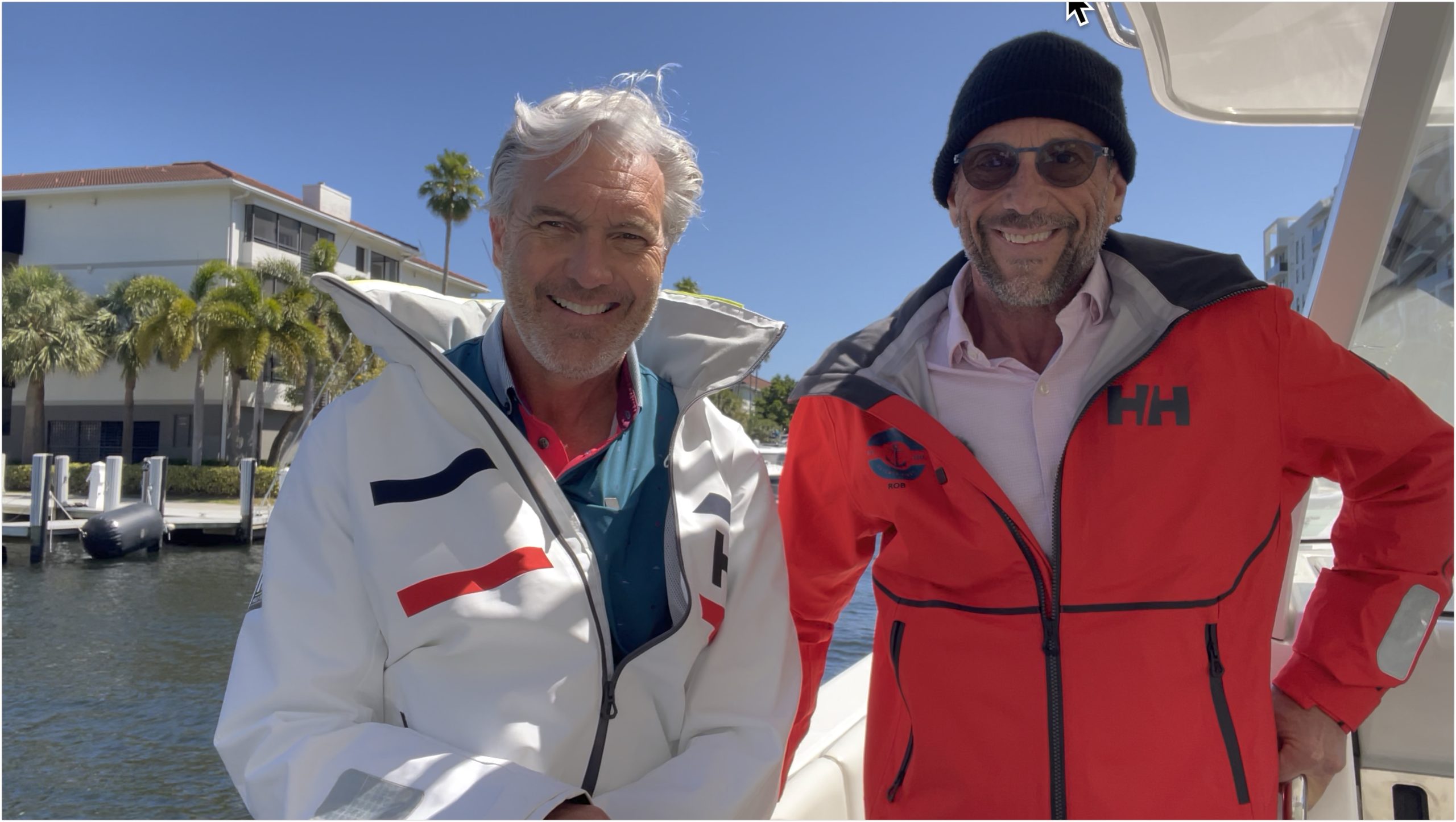 Rob and Chris aboard a yacht